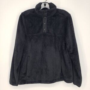 3/$25 Lands' End Quarter Snap Fleece Pullover Top M Sweatshirt Fuzzy Black